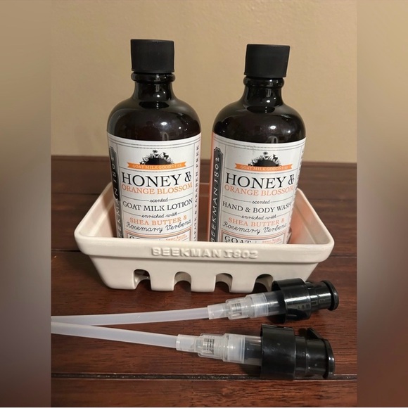 Beekman 1802 Honey & Orange Blossom Lotion and Wash with Cream Dish Sealed NWT - Picture 3 of 3